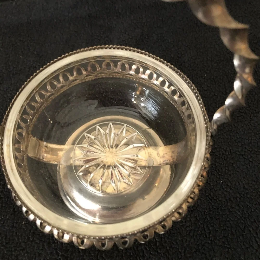 Vintage Silver Plated Candy Dish with Glass Bowl